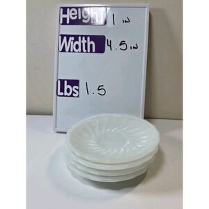 4 Vtg Anchor Hocking‎ Swirl Shell Saucer 1960s Fire King Milk Glass